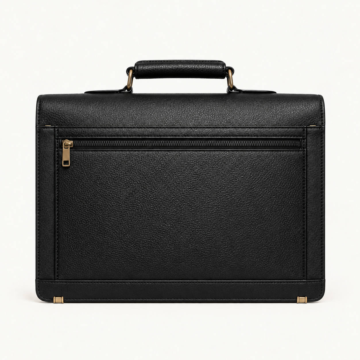 Men's Classic Black Leather Briefcase – Vintage Double Buckle Business & Laptop Bag Gallery